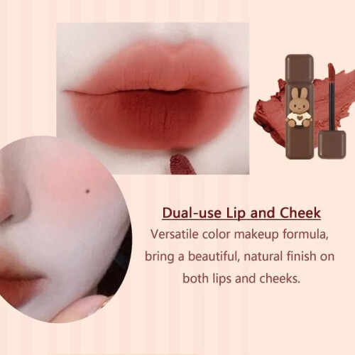 Σετ 4 lip gloss σε σχήμα κουνελιού, υγρό κραγιόν με ματ βελούδινο αφρό, σετ μακιγιάζ 1