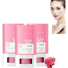 Ροζ αντηλιακό, ενυδατικό αντηλιακό στικ με SPF 50, ενυδάτωση χωρίς σκόνη και κρυφή