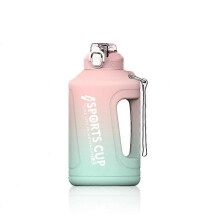 (Pink) 3800ml Large Capacity Gradient Straw Cup Sports Bottle With Scale