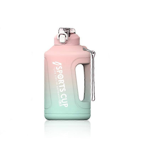 (Pink) 3800ml Large Capacity Gradient Straw Cup Sports Bottle With Scale