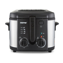 GEEPAS 3L Deep Fat Fryer | Adjustable Thermostat Viewing Window Indicator Light 30 Min Timer | Cool Touch Handle Removable Bowl