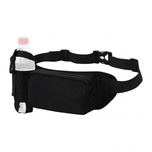 Water Bottle Waist Bag, Adjustable, Water Resistant, Hydration Belt for Hiking, black