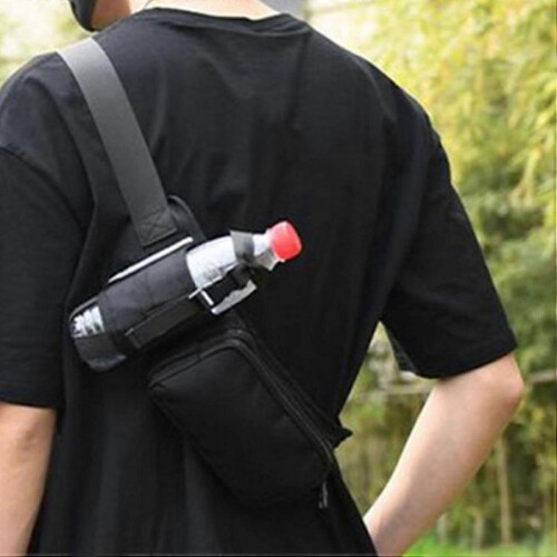 Water Bottle Waist Bag, Adjustable, Water Resistant, Hydration Belt for Hiking, black 1