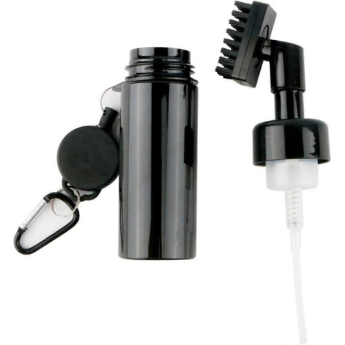 Golf cleaning brush, pushtype spray brush with water dispenser, steel wire, retractable key strap. 1