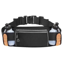 Waist bag with water bottle, adjustable sports waist pack for marathon, running, hiking, orange.