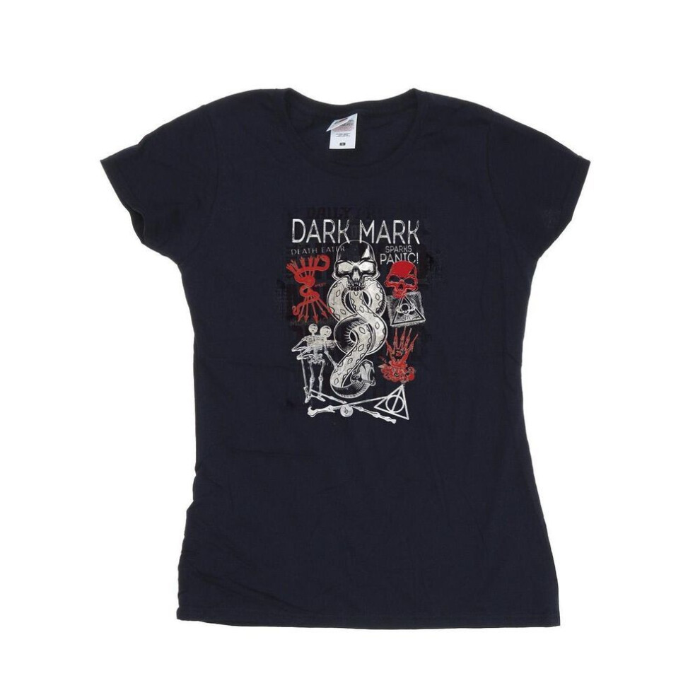 (S, navy blue) Harry Potter Womens/ladies Dark Mark Cotton T-shirt