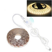 5m LED Streifen PIR Bewegungssensor Dimmbar USB Lichtband Schrankbeleuchtung, Warmwei