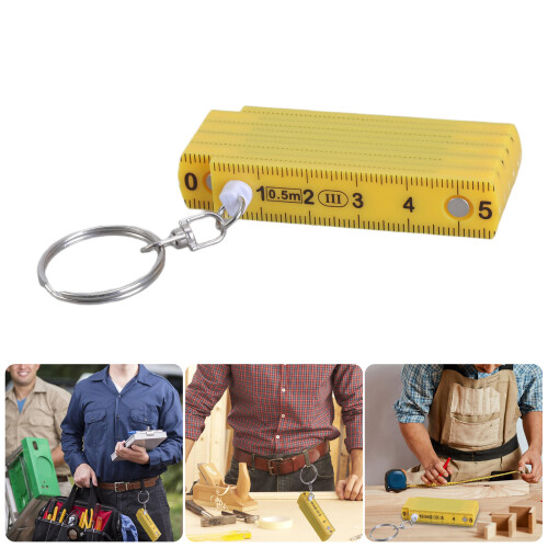 (1) 0.5m 10% Folding Keychain Plastic Folding Ruler - White 1
