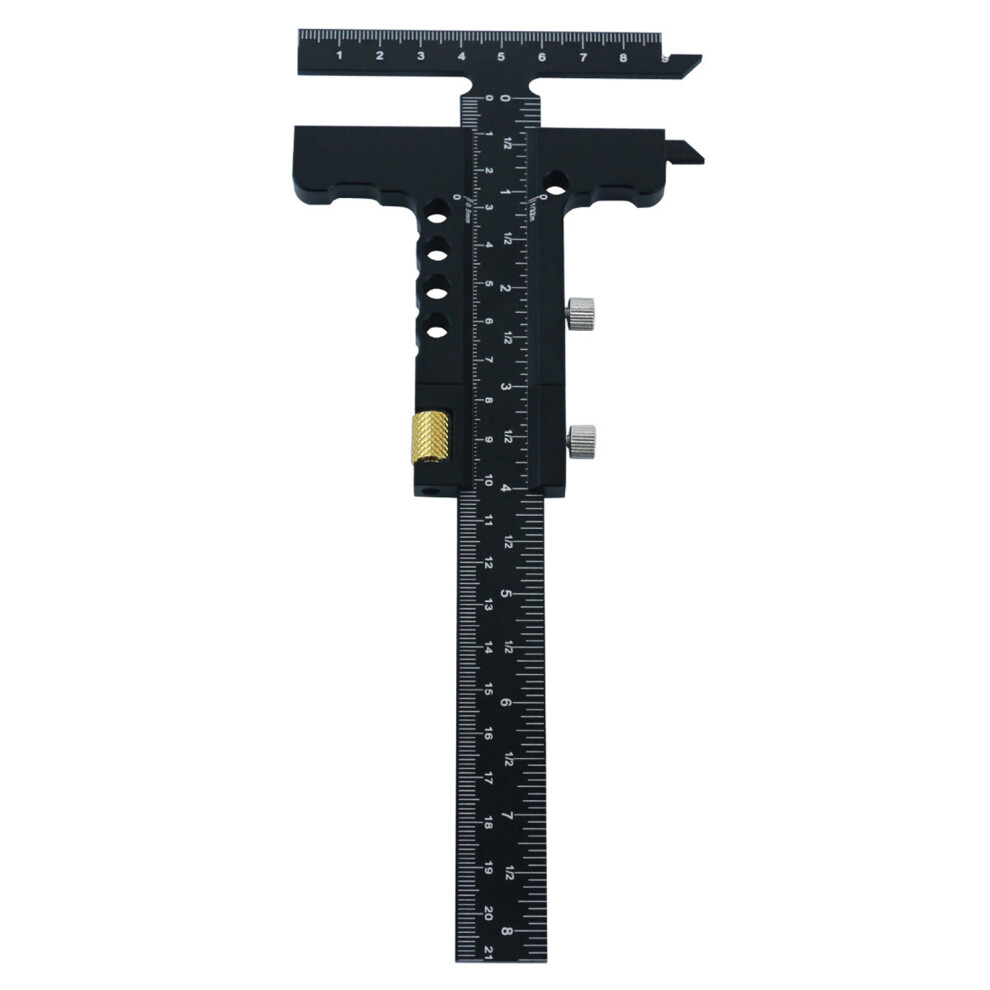 (1) Aluminum Alloy Woodworking Multifunctional Marking Ruler Caliper - With Fine Adjustment Upgrade 7754770381304