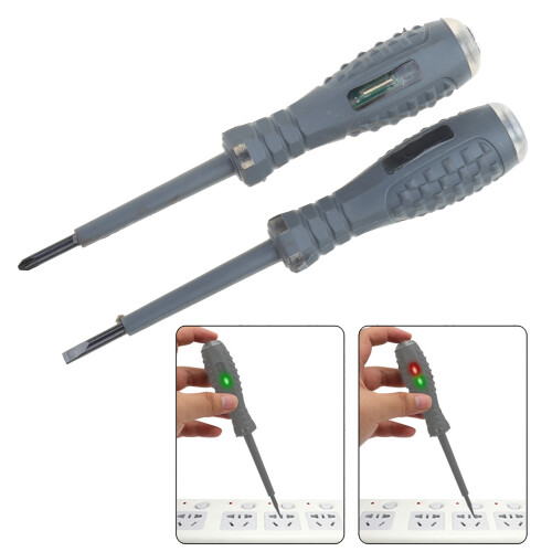 (1 set) Red and green double light tester - flat head and cross head 1