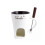 (Beige)Chocolate Melting Mug, Fondue Cups , 130ml Ceramic Cheese Mug with Fork 1
