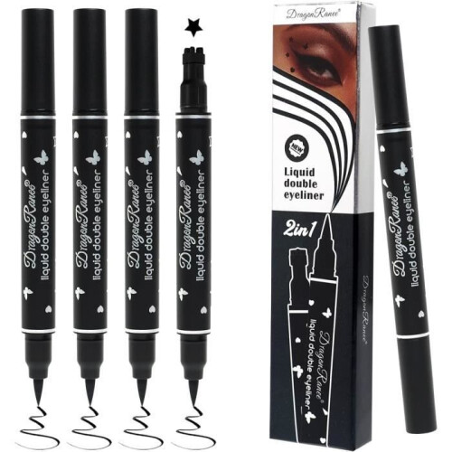 Στυλό eyeliner διπλής άκρης, αδιάβροχο μαύρο υγρό μολύβι eyeliner, εργαλείο τατουάζ