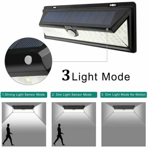Ηλιακός λαμπτήρας 118 LED με ανιχνευτή κίνησης PIR 1000 lumens αδιάβροχος IP65 για κήπο VHV 1