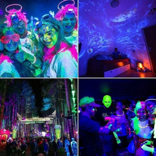 Σετ 2 αδιάβροχων προβολέων LED IP65 100W UV για ενυδρεία, φθορίζουσα βαφή, VHV 2