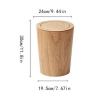 (Flat Top Dark Color) Wooden Flip-Top Trash Can Home Hotel Trash Can Living Room Bedroom With Lid Flip-Top Paper Can
