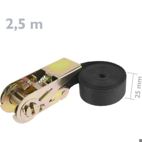 Συσκευασία 4 ιμάντων καστάνιας 25 mx 25 mm, χωρητικότητα φορτίου 800 kg, μαύρο, ανθεκτικό 1