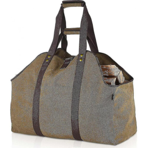 (Yellow)Extra Large Firewood Carrier Log Basket Firewood Bag