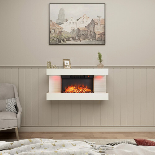 Wall - Mounted Electric Fireplace,No Glass Reflection ,Smart Control 2