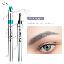 QIC Waterproof Microblading Eyebrow Pen 4 Fork Tip Eyebrow Pencil 3D Tattoo Pencil #05 Smoky Gray