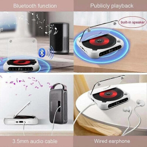 (Pink) Rechargeable Compact CD Player Built-in HiFi Speakers 2