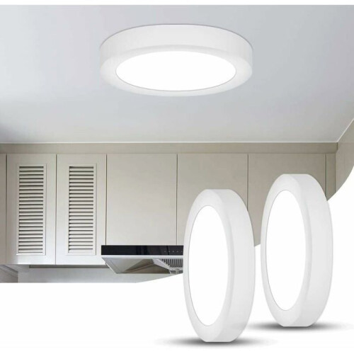 Σετ 2 φωτιστικών οροφής LED 15W 6500K ψυχρό λευκό μοντέρνο σχέδιο στρογγυλά επίπεδα