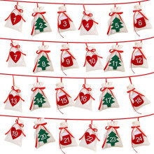 (1-24)Christmas Advent Calendar 24/31 Days Hanging Garland Candy Gift DIY Calendar Bags for Holiday Christmas Decorations