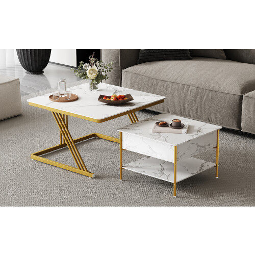 (white) Vintage Style Wooden Top Coffee Table 2