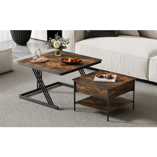 (brown) Vintage Style Wooden Top Coffee Table 2