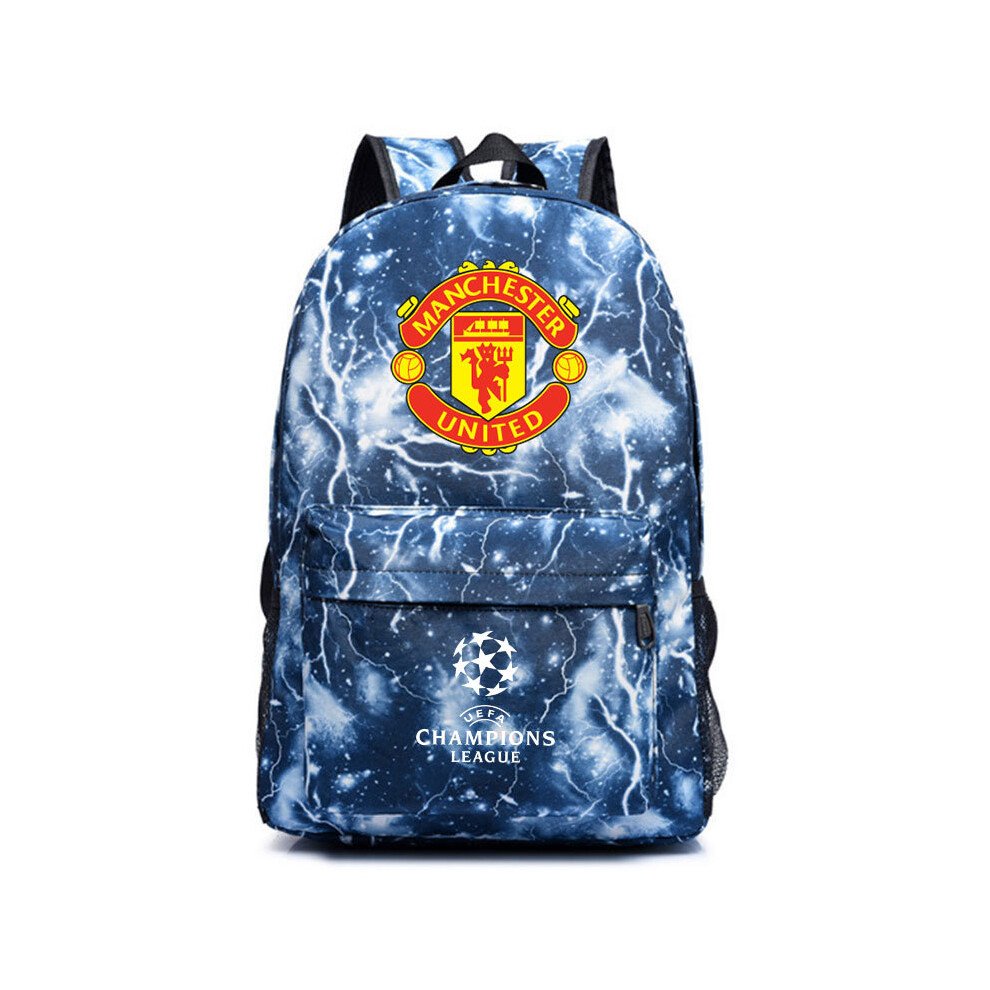 (Lightning Blue B model/Manchester United) Champions League football Real Madrid team schoolbag Manchester United Manchester City large-capacity primary and secondary school backpack