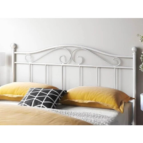 Freestanding White 3ft Single Metal Headboard With a Gentle Curved Top 2