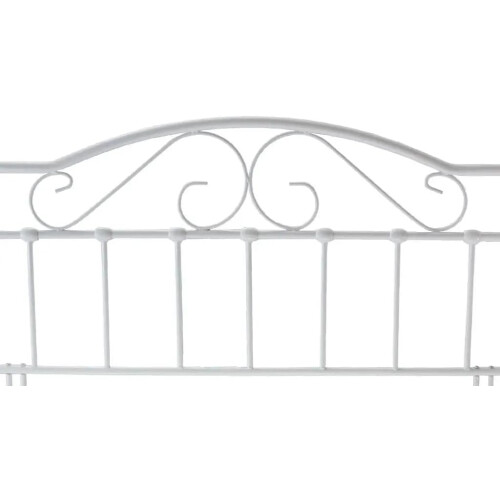 Freestanding White 4ft Small Double Metal Headboard With a Curved Top 1