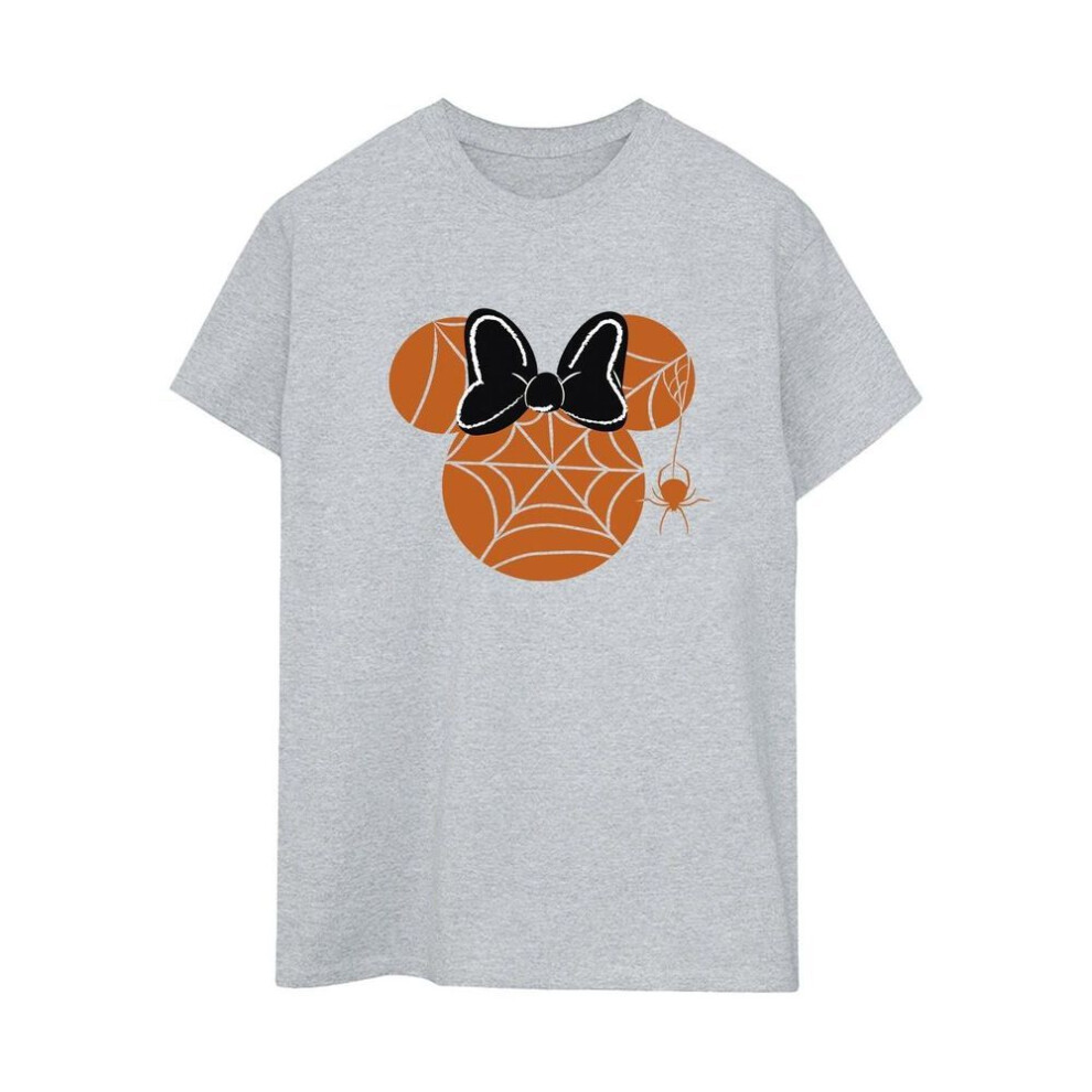 (S, grey) Minnie Mouse Womens/ladies Cobweb Boyfriend T-shirt
