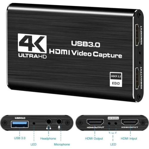 Κάρτα λήψης HDMI – LECOO – 4K – Full HD 1080P – USB 3.0 – Συμβατό με Windows και Mac OS 2
