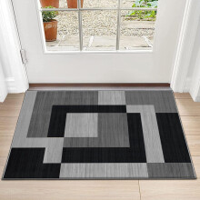 (60 x 110 cm (2 ft x 3 ft 7 in)_Door Mat, Milo Black Grey) Extra Large Rugs Printed Carpets Runner Rug & Door Mats