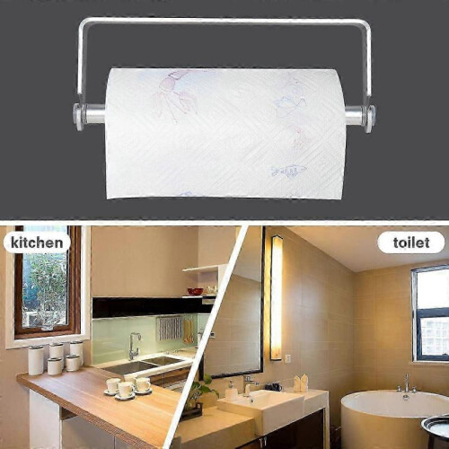 Kitchen Roll Holder No Drilling, Kitchen Paper Holder Wall Mounted Paper Roll Holder Storage Organizer - Aluminum Material (Kitchen Roll Holder 1) 2