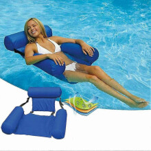 (blue) Floating Chair Pool Seats Inflatable Lazy Water Bed Lounge Chair