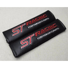 2Pcs ST Racing Carbon Fiber & Embroidery Car Seat Belt Cushions Shoulder Pads New
