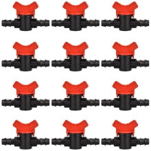 12 Pcs Plastic Garden Faucet, Pipe Irrigation Valve 16 * 16mm Pipe Valve Switch for Outdoor Garden Water Valve Control (black + Red) Best Gift