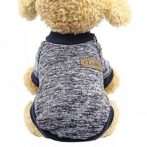 (S, Dark Blue) Warm Dog Clothes Puppy Sweater