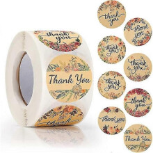 Thank You Stickers, 500 Pieces Of 1.5 Round Self-adhesive Sticker Labels with 8 Designs, Decorative Seal Tags for Flower Shop, Shoes Shop, Cos Best Gi