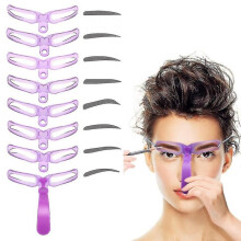 8 Styles Reusable Washable Handle Eyebrow Stencil