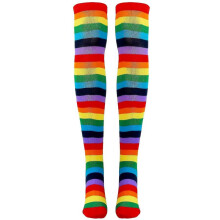 Colorful Rainbow Striped Socks Over the Knee Clown Striped Costume High Stockings for Cosplay Parti