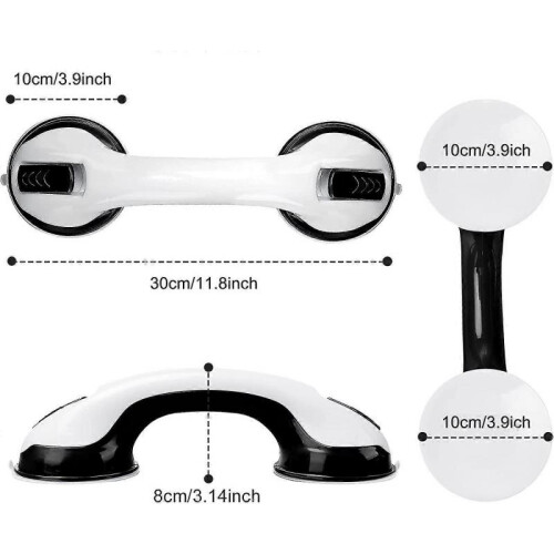 2-pack Of 12" Bathroom Grab Bars Shower Handle with Strong Suction Cup Lh-1 1