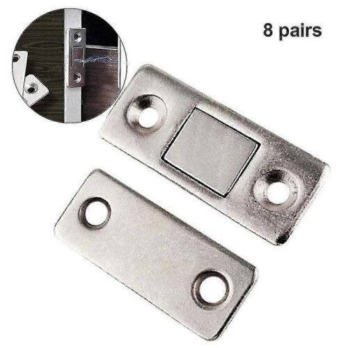 (Silver)8 Pcs Ultra-thin Invisible Magnetic Door Stoppers, Drawer Magnet Catch Best Gift 1
