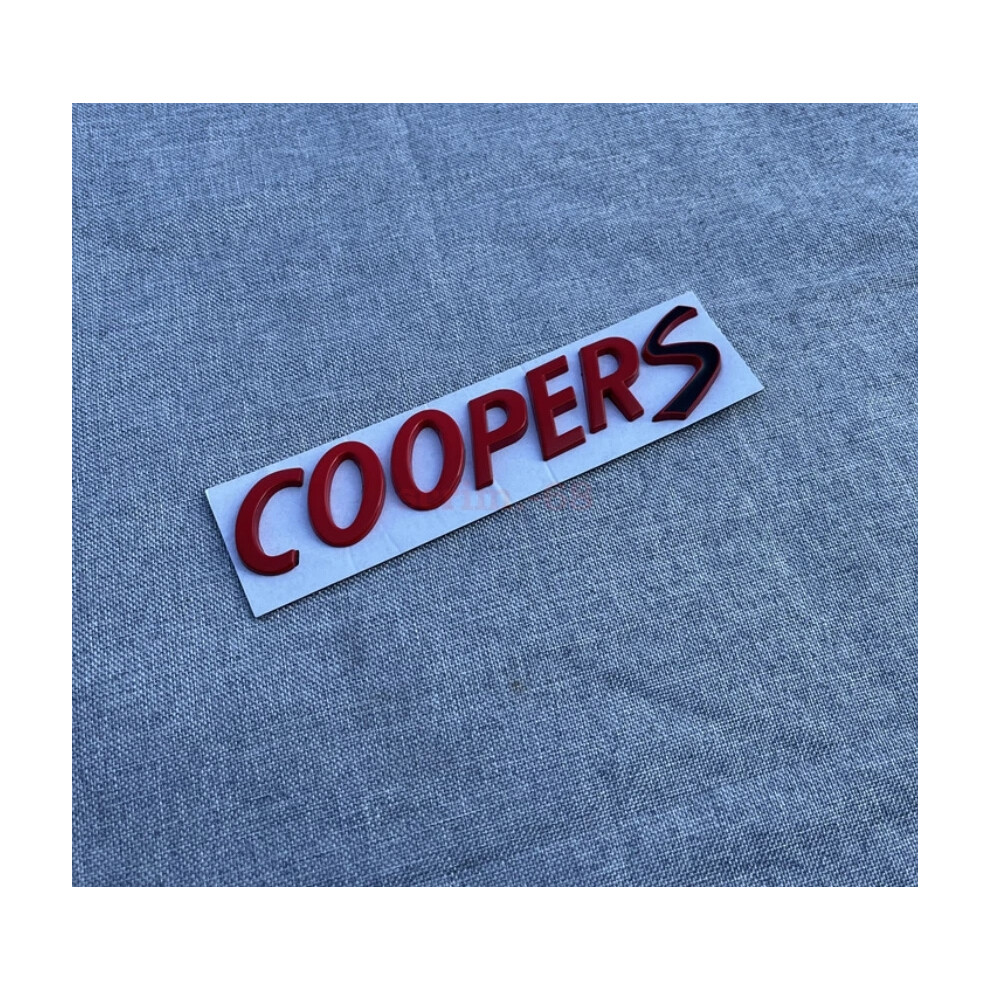 (Red) Cooper S Rear Badge Emblem Decal Letters Sticker Mini Boot Tailgate Hot Red 6963793971442