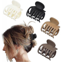 Double Row Teeth Hair Clips Small Claw Clips for Thin Hair 4 Pack 1.6" Medium Matte Non-slip Short Hair Accessories for Women And Girls