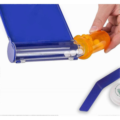 Right Hand Pill Counting Tray with Spatula (Blue - L Shape) 1