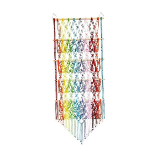Hanging Organizer Plush Toy Storage Stuffed Animal Net Hammock Boho Macrame for Home Bedroom Books