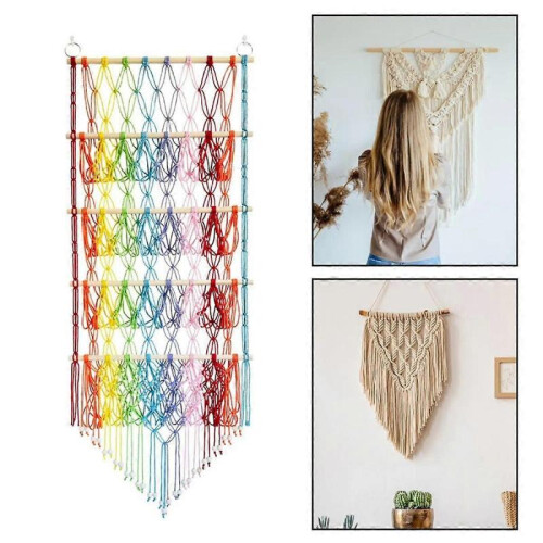 Hanging Organizer Plush Toy Storage Stuffed Animal Net Hammock Boho Macrame for Home Bedroom Books 2