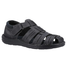 (black, 12 UK) Hush Puppies Mens Albert Fisherman Leather Sandals